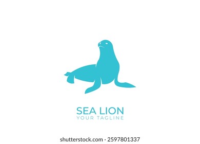 Sea lion silhouette logo design, simple sea lion logo, sea lion vector icon