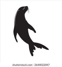 Sea Lion Silhouette Vector Art