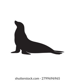 Sea lion silhouette vector flat illustration design.