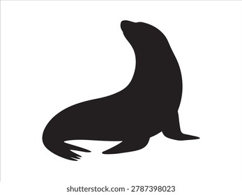 Sea lion silhouette vector illustration isolated on white background