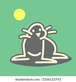 sea lion simple line icon logo. walrus vector design, modern animal seal logo pictogram design