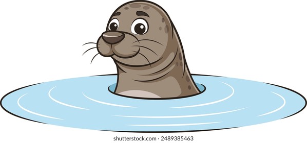 Sea lion in water vector illustration