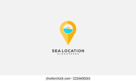 Sea location initial vector logo design illustration