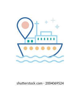 Ilustración de estilo de icono del vector de ubicación del mar. Archivo EPS 10