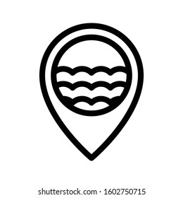 sea location vector thin line icon 