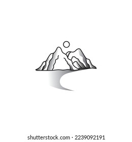 sea ​​mountain logo abstract line vector illustration design