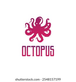 Diseño del logotipo del ​​pulpo del mar con color degradado