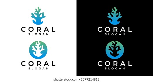 sea ​​coral logo design vector.