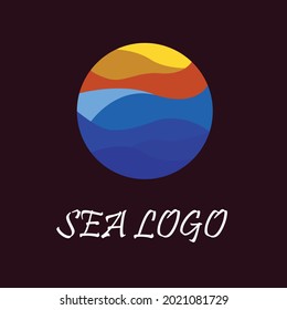 sea logo design. vector art illustration. Vector flat sea logo