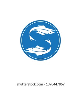 sea ​​fish logo illustration s initials design template vector