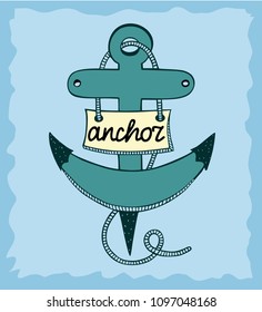 Sea logo with inscription Anchor. Marine background. Symbol. Sign