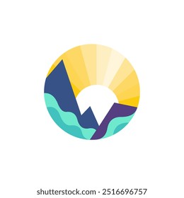 logotipo do mar com conceito de montanha