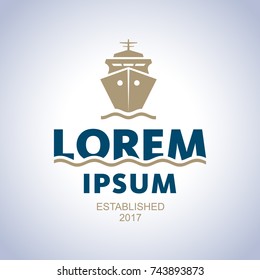 Sea logo. Ship emblem