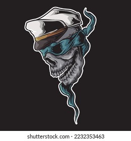 sea lord skull captain illustration
