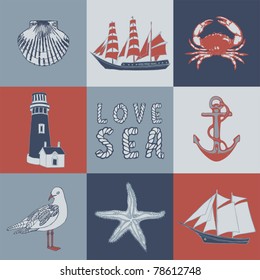  Sea love abstract vector illustration