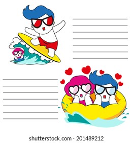 Sea of lovers paper note illustration set