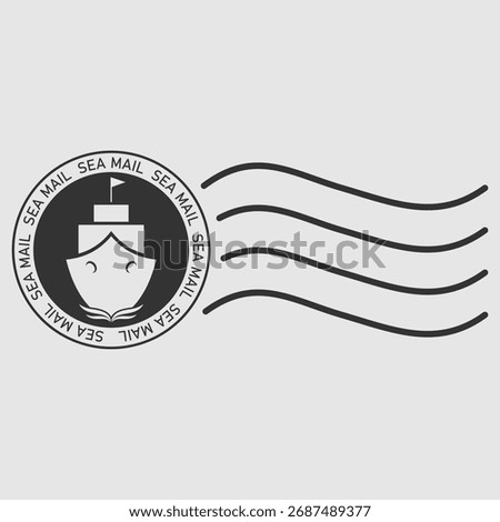 Sea Mail Postmark. Vector Illustration
