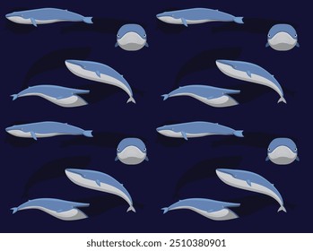 Sea Mammal Blue Whale Cartoon Cute Seamless Wallpaper Background