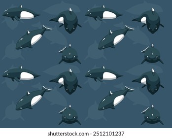 Sea Mammal Dall's Porpoise Cartoon Cute Seamless Wallpaper Background