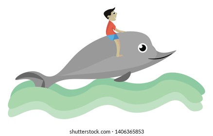 It is a sea mammal with teeth and with long pointed mouth., vector, color drawing or illustration. 