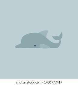 It is a sea mammal with teeth and with long pointed mouth., vector, color drawing or illustration. 