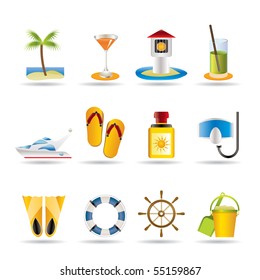 Sea, marine and holiday icons - vector icon set