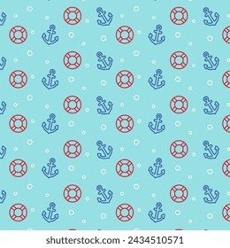 Seemannsmuster. Design mit Anker und Rettungsring. Vektor.