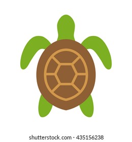 Sea / marine turtle top view flat vector color icon for nature apps and websites