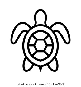 Sea / marine turtle top view line art vector icon for nature apps and websites