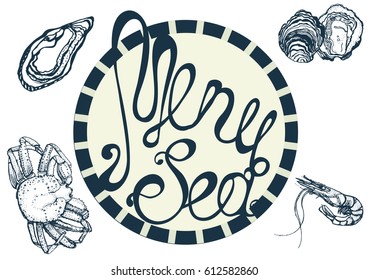 sea menu, template, crab,shrimp , mussel,oyster