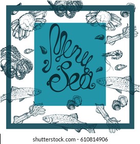 Sea menu,lettering,handmade graphics