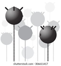 a lot of sea mines in the sea