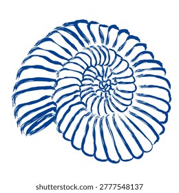 sea mollusk shell. nautilus shell, an ancient pelagic marine mollusc. Vector illustration. Isolated on a white background.