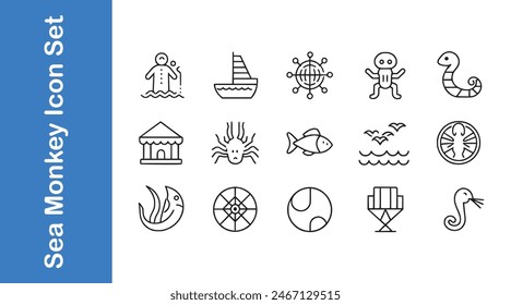 Sea Monkey Icons Set with editable vector. 