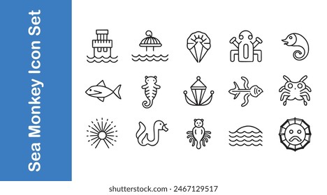 Sea Monkey Icons Set with editable vector. 