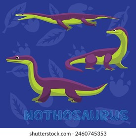 Sea Monster Dinosaur Nothosaurus Cartoon Vector Illustration