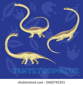 Sea Monster Dinosaur Tanystropheus Cartoon Vector Illustration