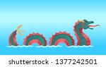Sea Monster Dragon. Vector illustration in cartoon style.