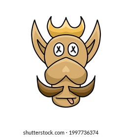sea ​​king monster head vector illustration in simple flat style.
