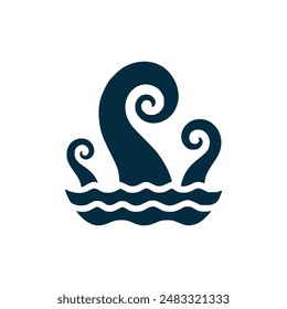 sea monster logo vector illustration template design