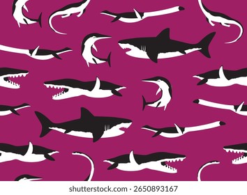 Monstro do mar Megalodon Mosasaur Elasmosaurus Dinosaur Plano de Parede Mínimo Sem Costura Padrão