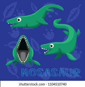 Sea Monster Mosasaur Cartoon Vector Illustration