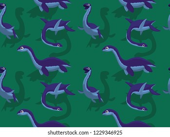 Sea Monster Plesiosaurus Cartoon Background Seamless Wallpaper