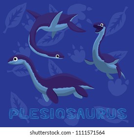 Sea Monster Plesiosaurus Cartoon Vector Illustration
