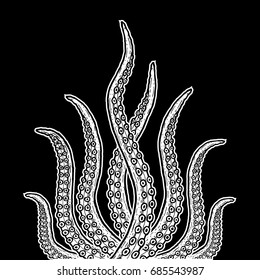 Sea monster tentacle illustration on a black background