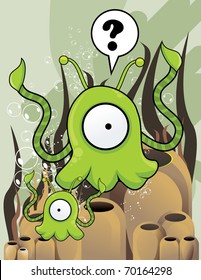sea monster vector cartoon