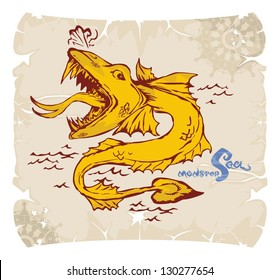 Sea monsters, 2, vector