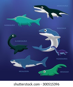 Sea Monsters Cartoon Vector Illustration