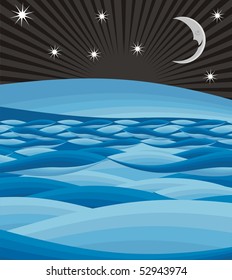  sea and moon night summer