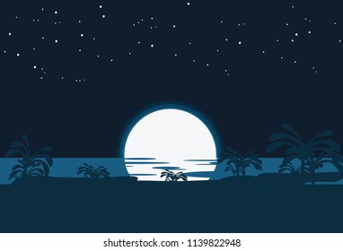 sea and moon vector illustration 